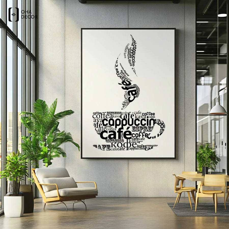 Lựa chọn bức tranh vintage cafe long xuyên khổ lớn tạo điểm nhấn tập trung cho mảng tường 