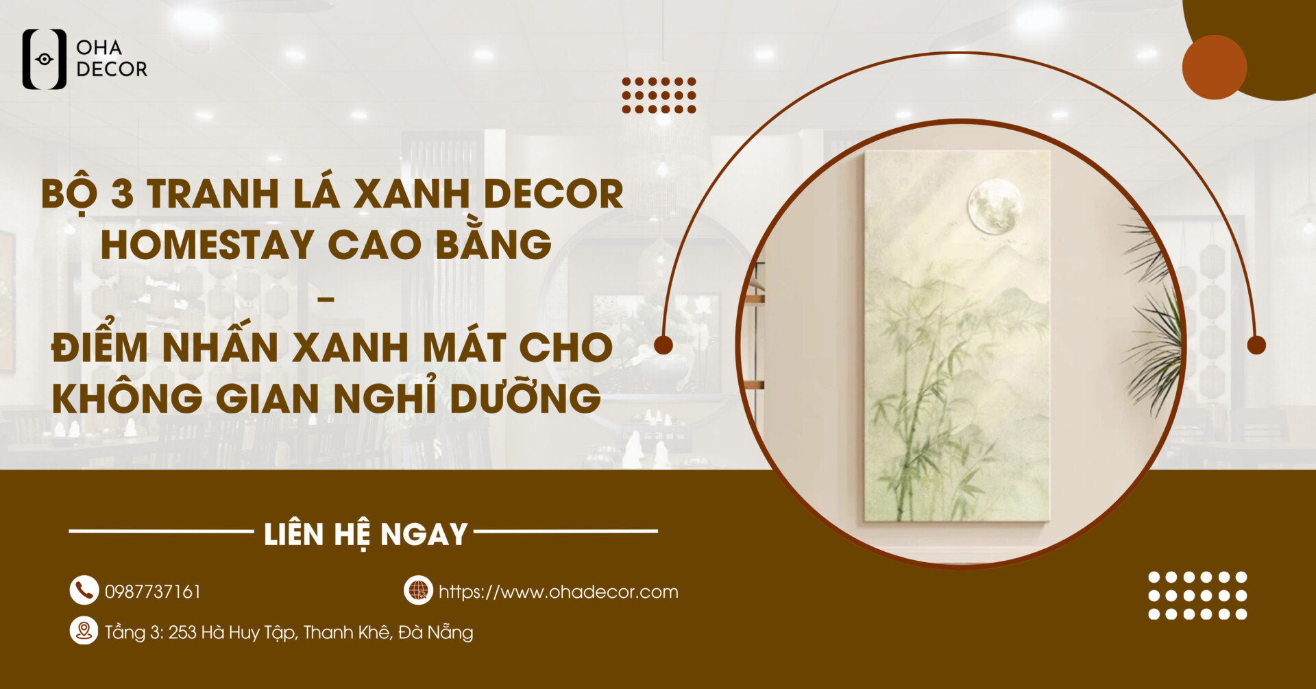 Bộ tranh lá xanh decor homestay Cao Bằng