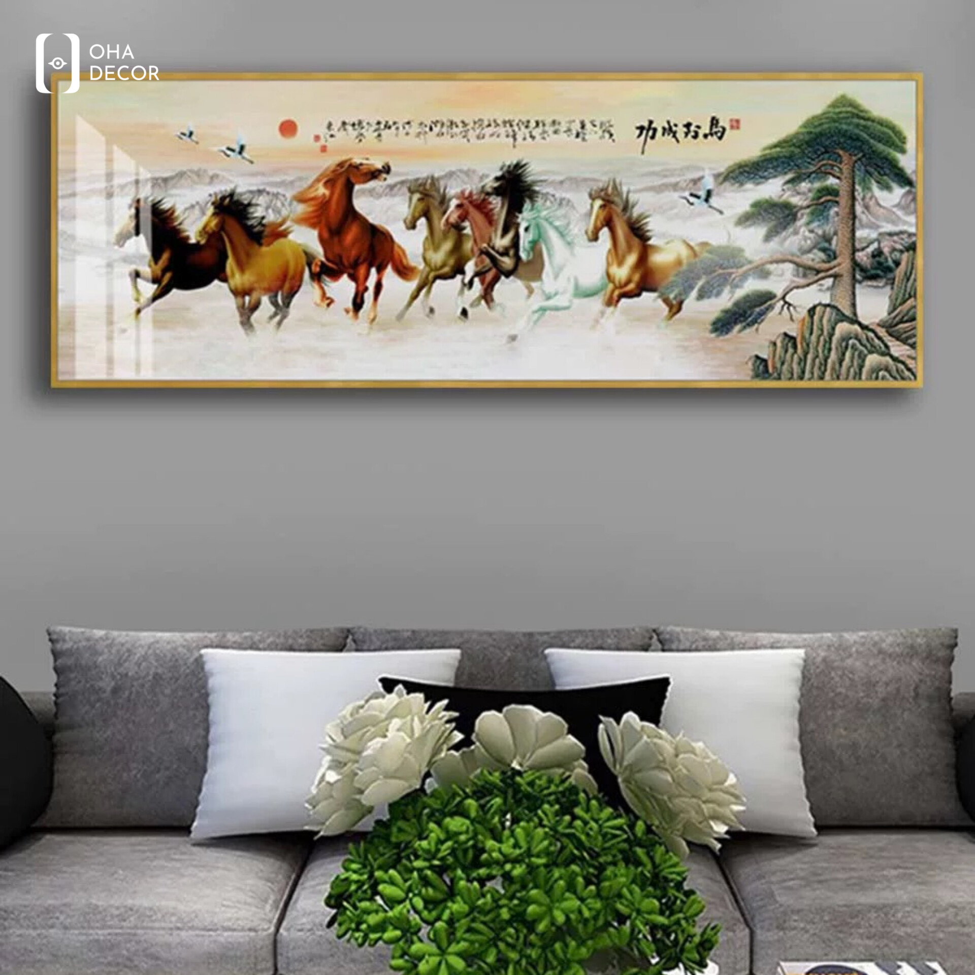Tranh mã đáo hùng phong phòng khách Cao Bằng